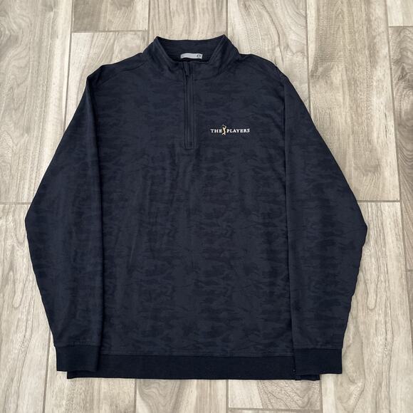 Tasc 1/4 Zip Mens Large The Players Club Sweater Golf Camo Blue Organic Cotton - Picture 1 of 8